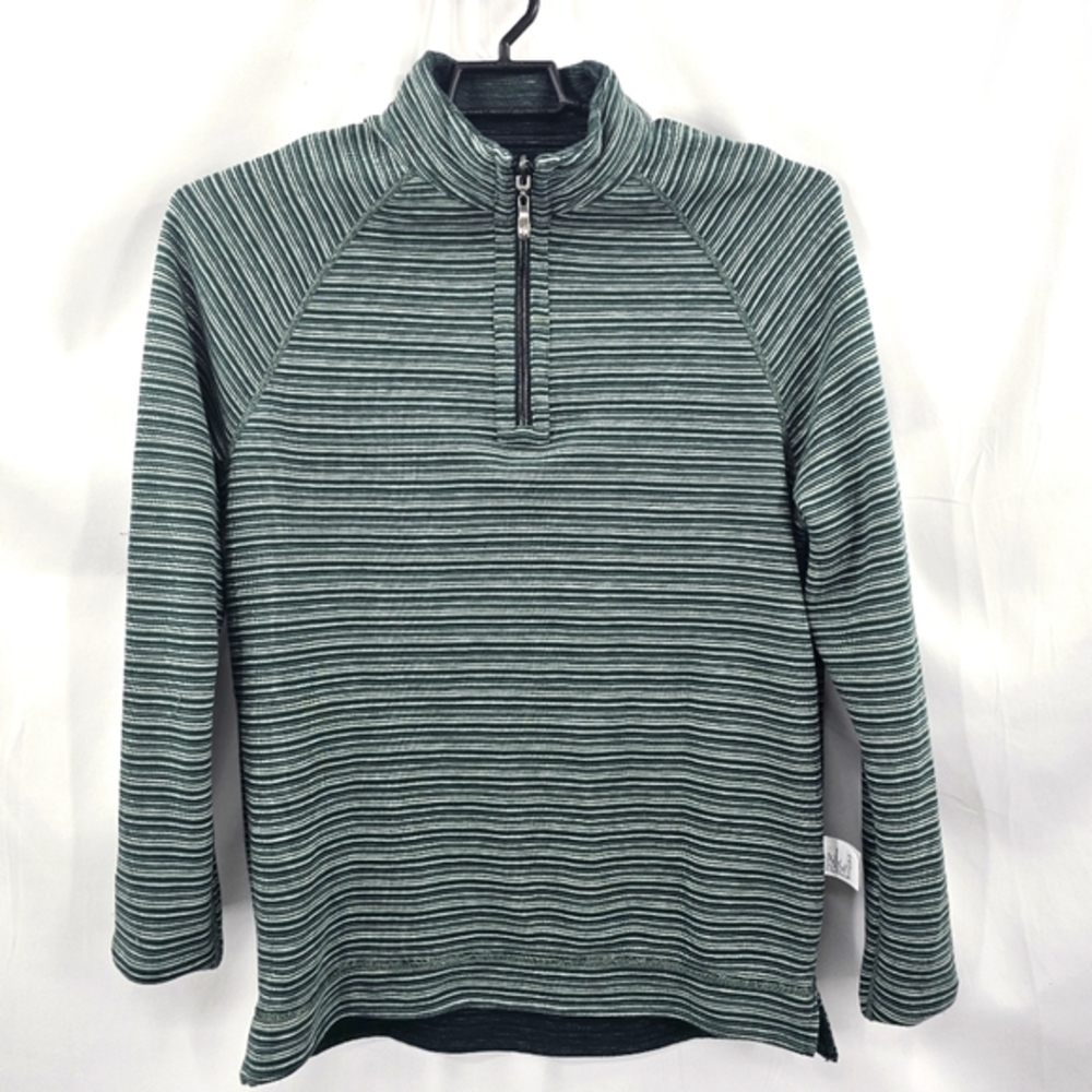 Tommy Bahama 1/4 Zip Pullover Sweater Men’s Size Medium Green Solid And Striped.